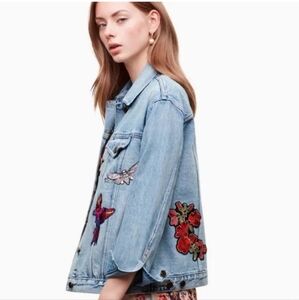Aritzia Little Moon DIANTHUS Denim Jacket with Patches